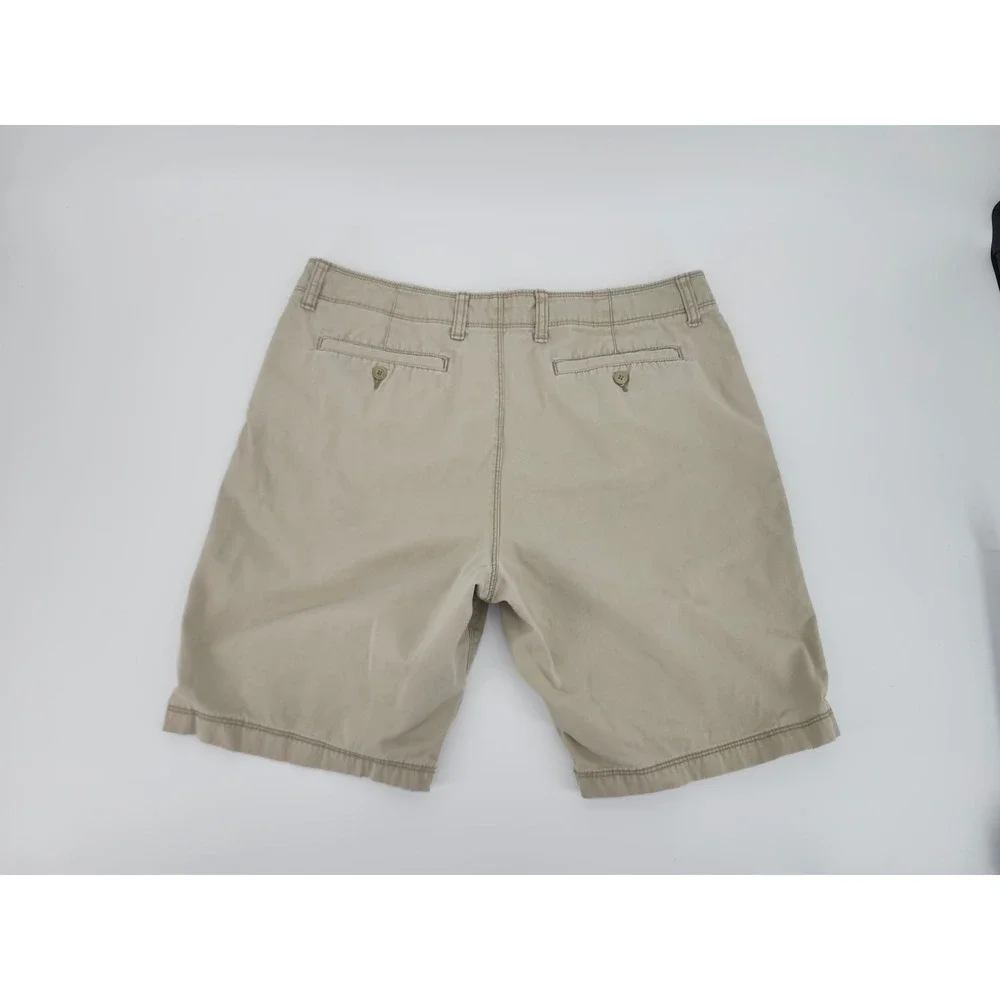 Old Navy Mens Chino Uniform Shorts Khaki Tan Size 36 Flat Front Cotton Twill